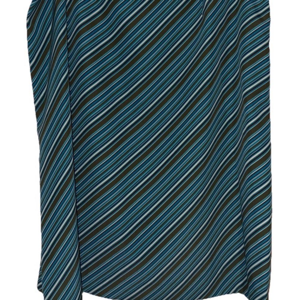 Le Suit Teal and Olive Striped Skirt